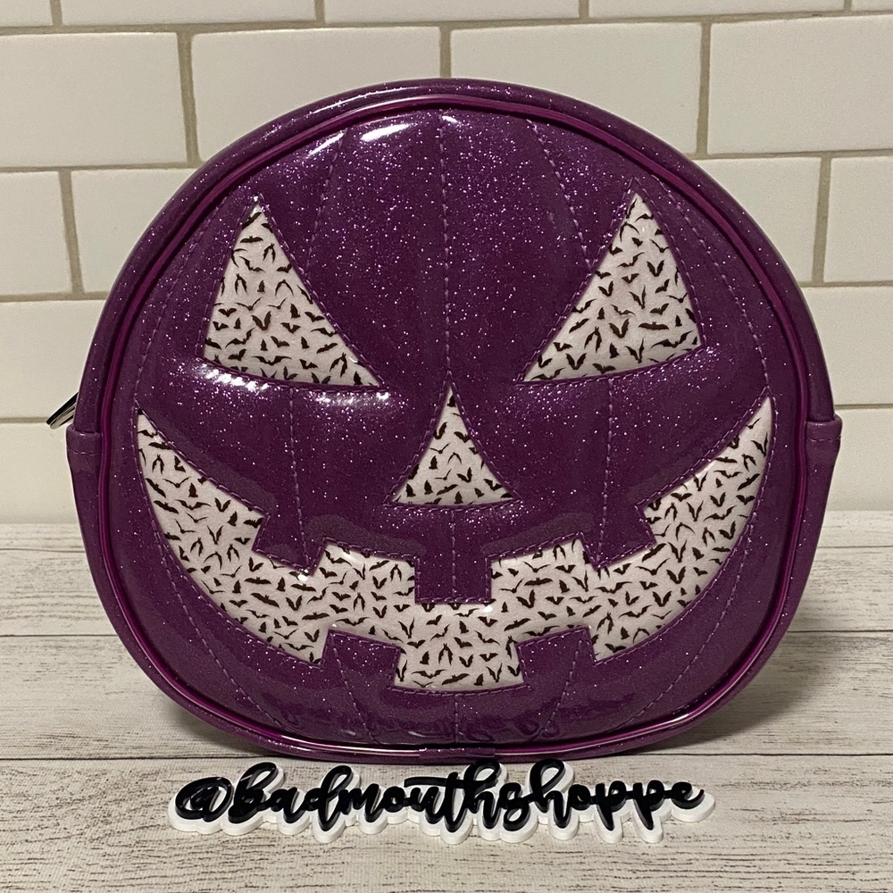*Double K Originals OOAK Purple Light Up Pumpkin with GITD Bats Purse Bag Set - Picture 3 of 16